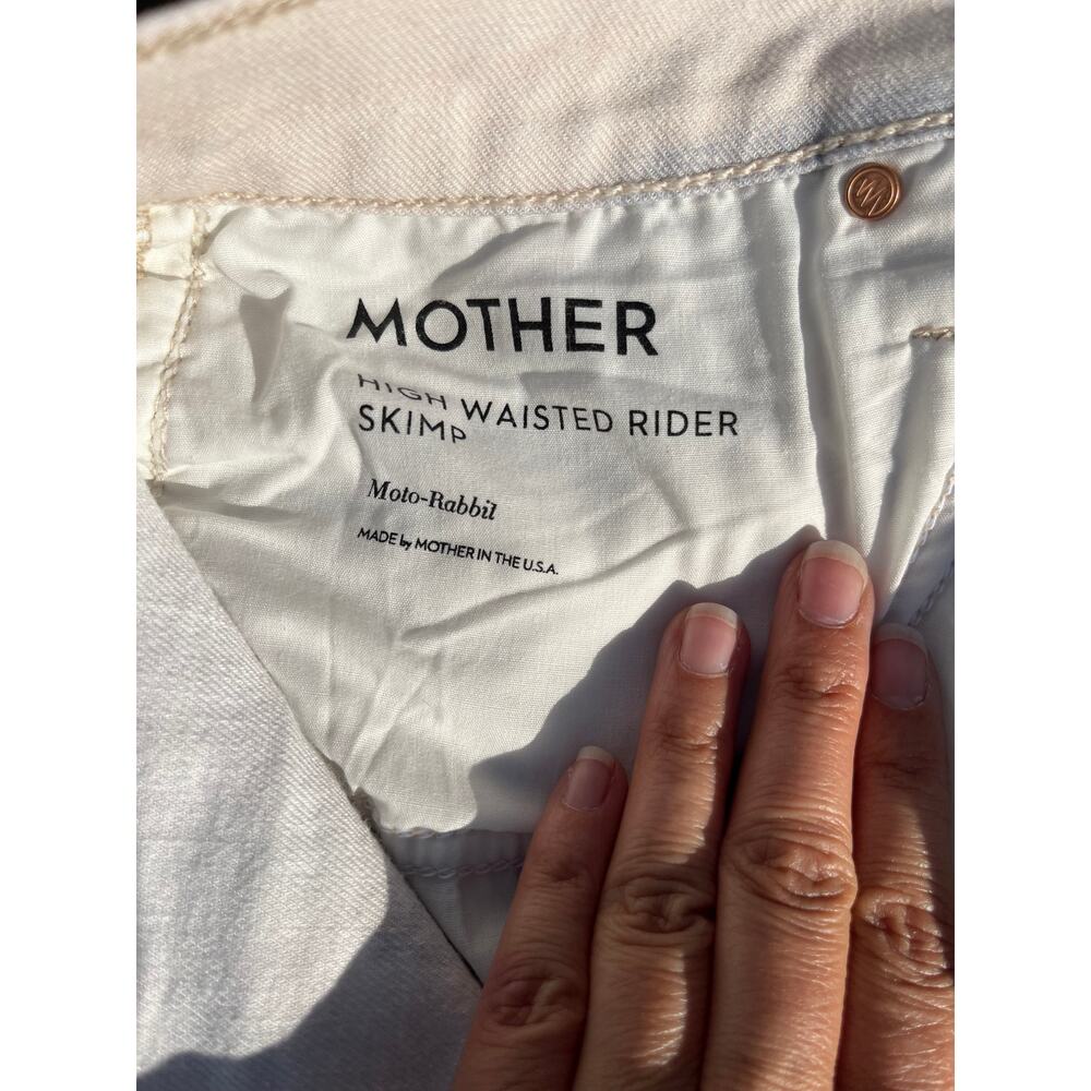 MOTHER The Rider Skimp Straight Leg Jeans Moto-Rabbit Distressed Paint 34 🎨 - Picture 10 of 13